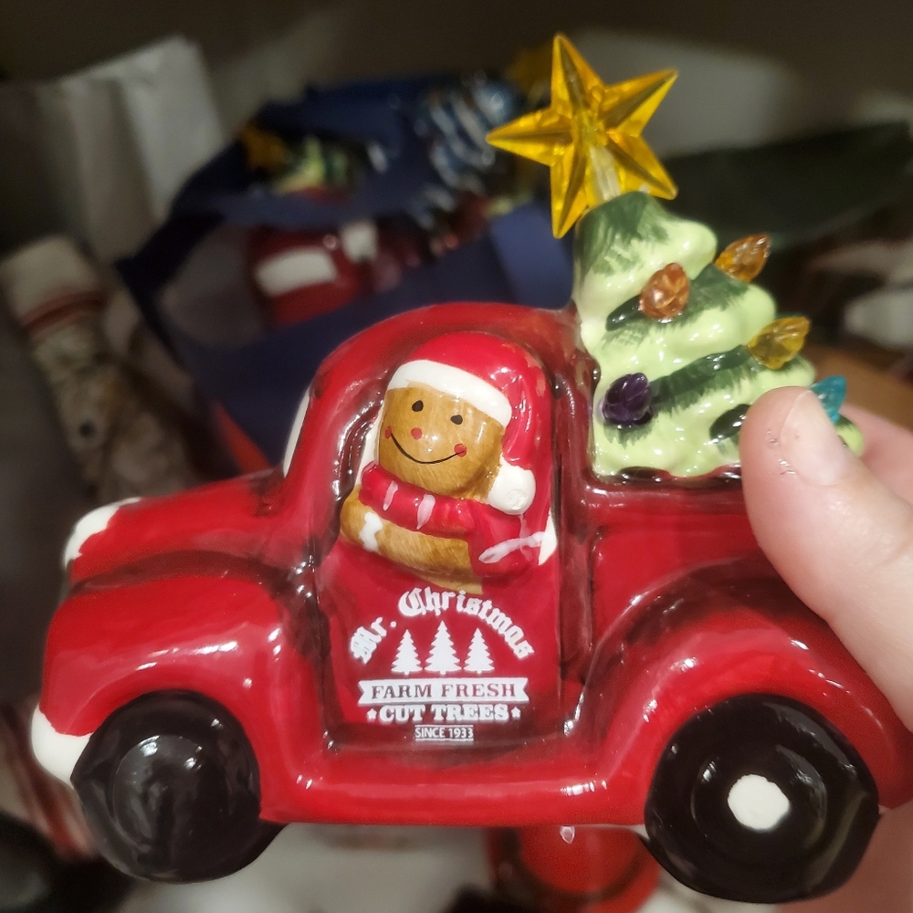 Light Up Decoration - Red Pickup Truck with Christmas Tree